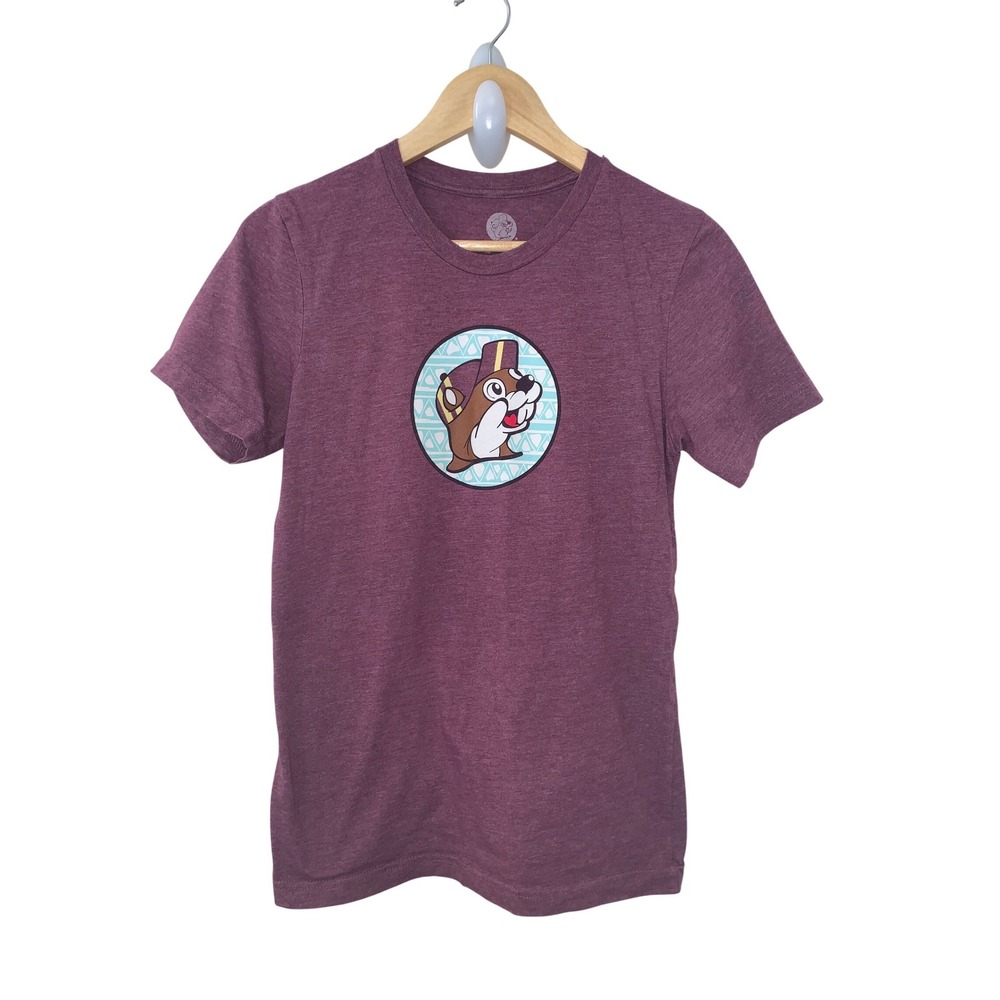 Buc‎ ee's Beaver Graphic T Shirt Maroon Heather Short Sleeve Tee Women's Size AS
